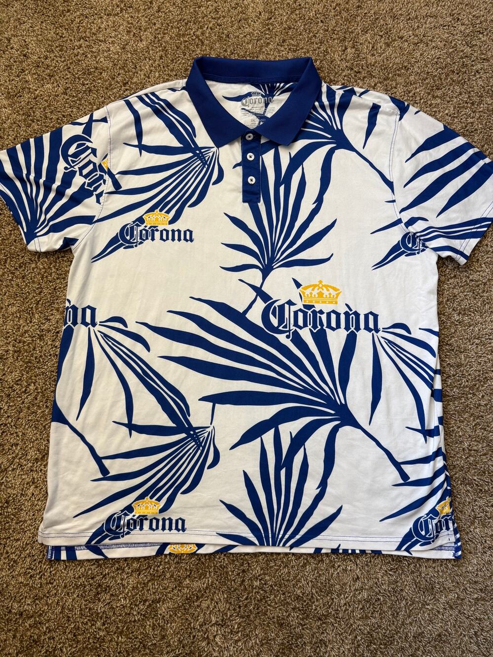 Corona Extra Palm Frond Print Golf Polo Shirt Mens Size 2XL